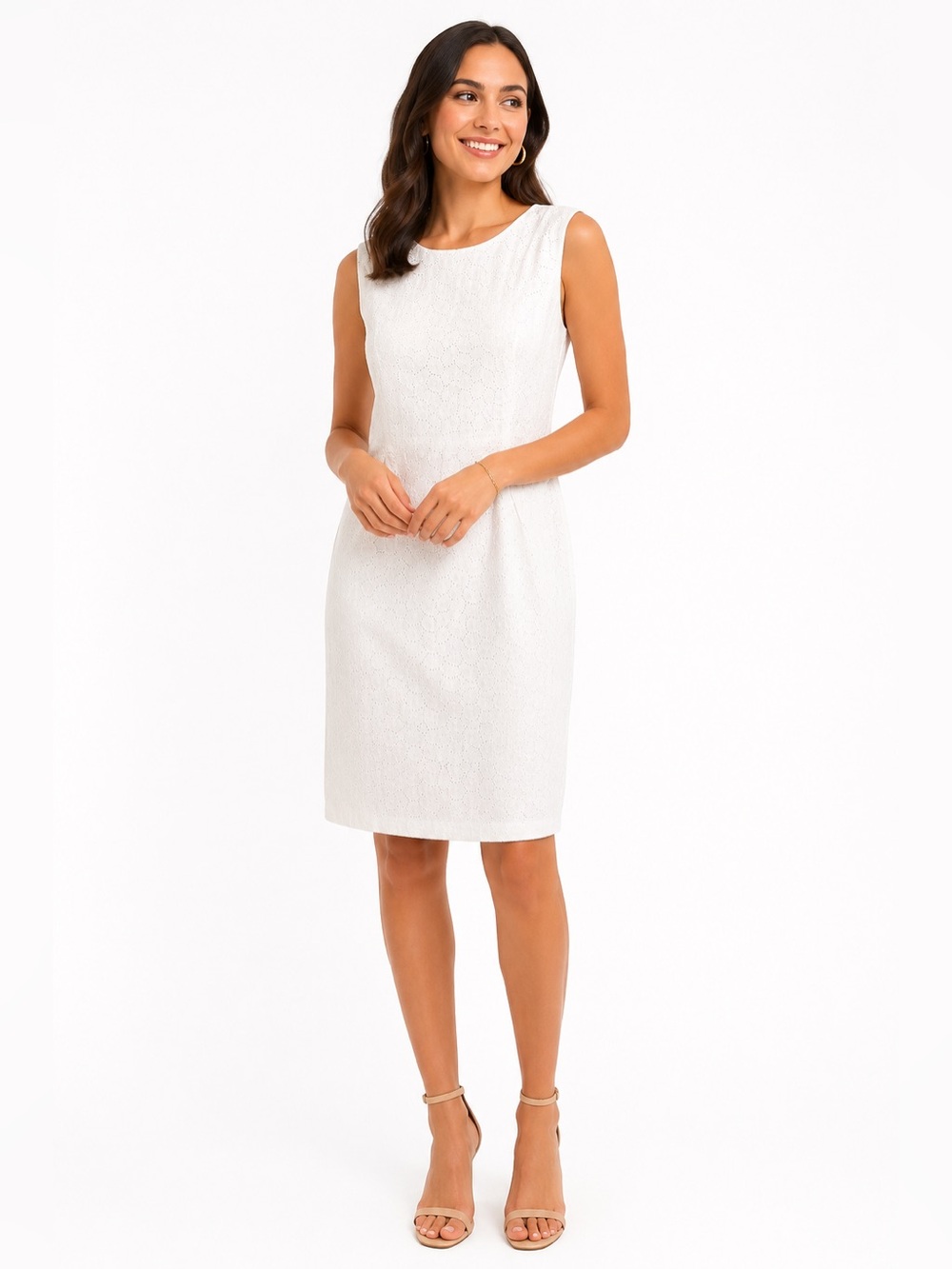 Calvin Klein ($189) White Cotton Eyelet Dress - PTP 22